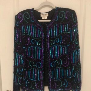 Brilliante Women's Sequin Embellished Blazer